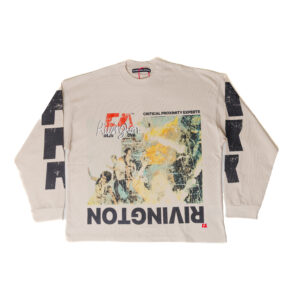 RRR123 LONG SLEEVE T-SHIRT IN CEMENT WHITE WITH GRAPHIC WRITING