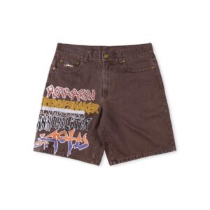 TRAVIS SCOTT CACTUS JACK “MODERN JAM” UTOPIA DENIM GRAHIC SHORTS